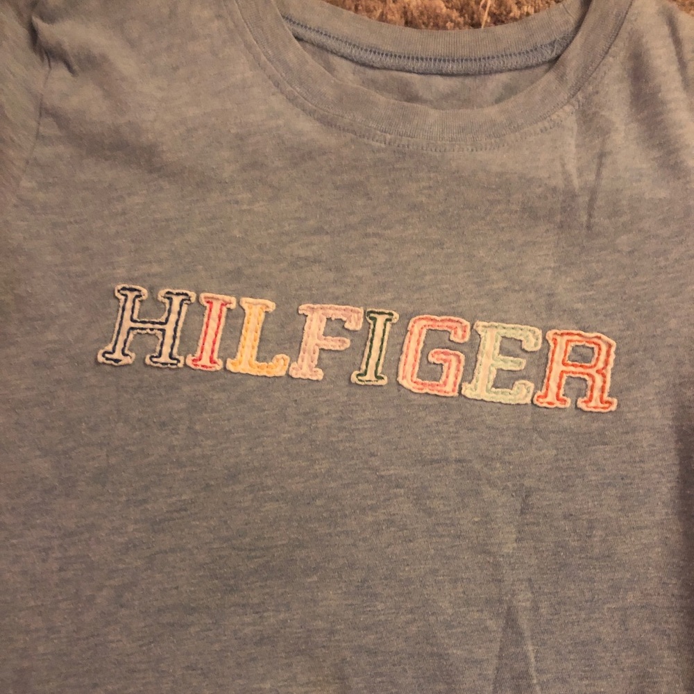 cute playful tommy hilfiger baby blue brand tee